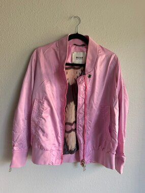 Bazar Deluxe Pink Satin Bomber Jacket - Flawless Exterior! Size Small